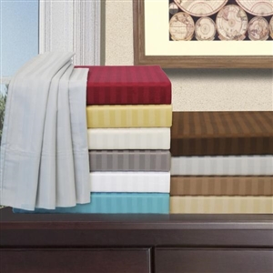 300 TC California King Sateen Cotton Stripe Un-Attached Sheets